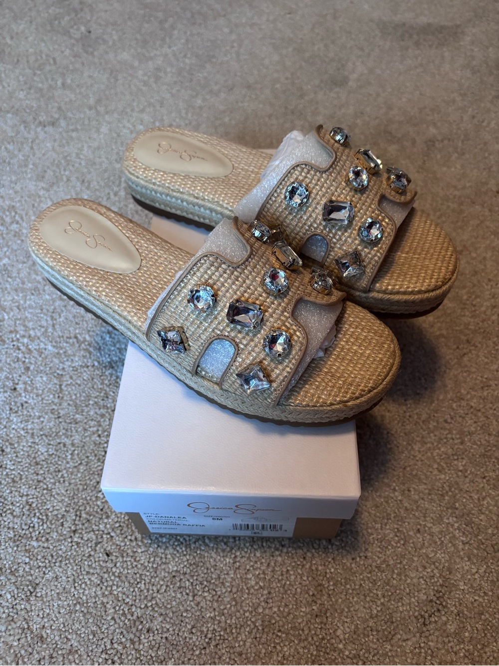 NWB Jessica Simpson Danalea Crystal Slides Sz 8!